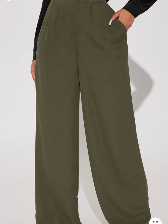 Fashion Nova Pants - Fashion Nova Olive Green Wide Leg High-Rise Pants
